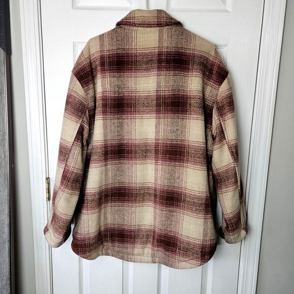 American Eagle Womens Sherpa Lined Shacket Size XL Plaid Jacket Warm - Picture 3 of 6